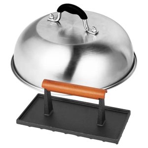 Shinestar Cast Iron Griddle Press With 12-Inch Melting Dome
