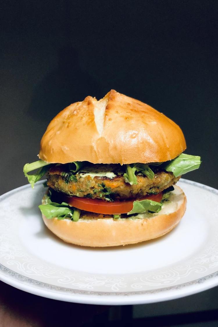 Burgers Recipe - Vegan Burger Patty with Tomatoes and Lettuce