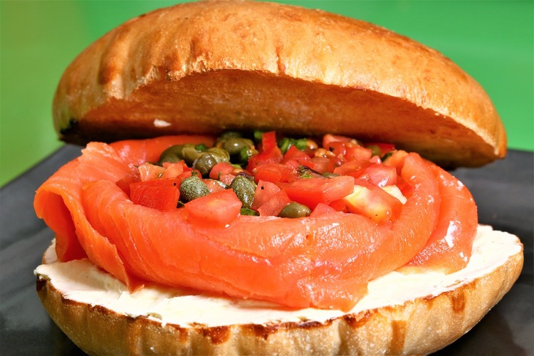 Burgers Recipe - Salmon Cream Cheese Burger with Capers and Tomatoes