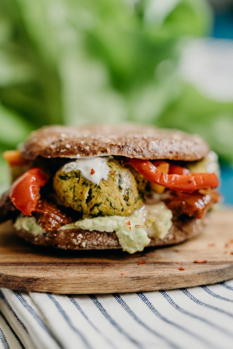 Burgers Recipe - Falafel Burger with Red Peppers